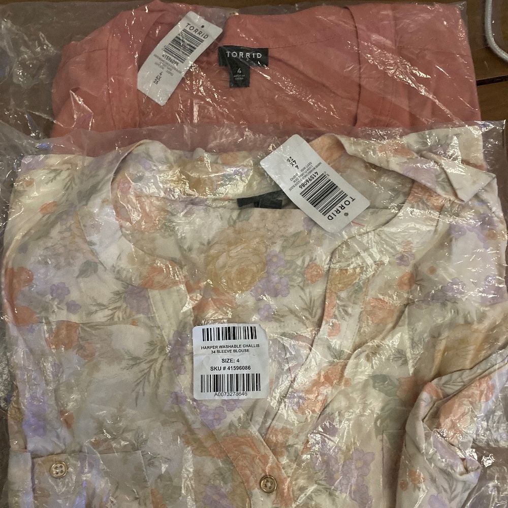 TWO NWT Torrid 3/4 Sleeve Harper Blouses Size 4